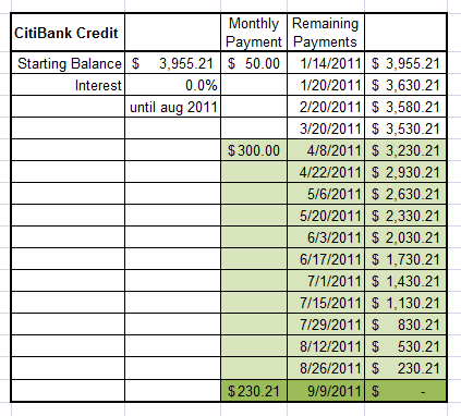 Credit Card Debt Payoff Chart