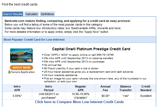 Bankrate.com Screenshot
